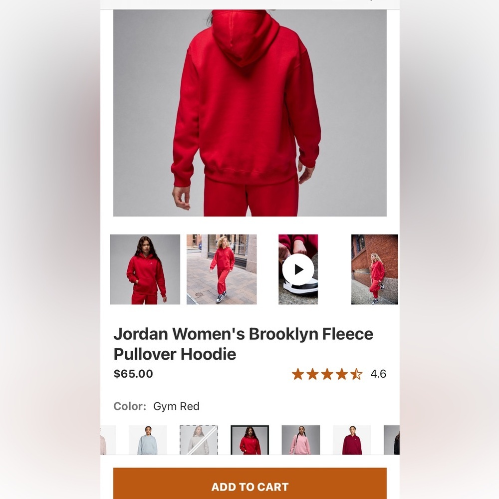 Jordan Women's Brooklyn Fleece
Pullover Hoodie & Joggers Gym Red Matching Set - Picture 4 of 13